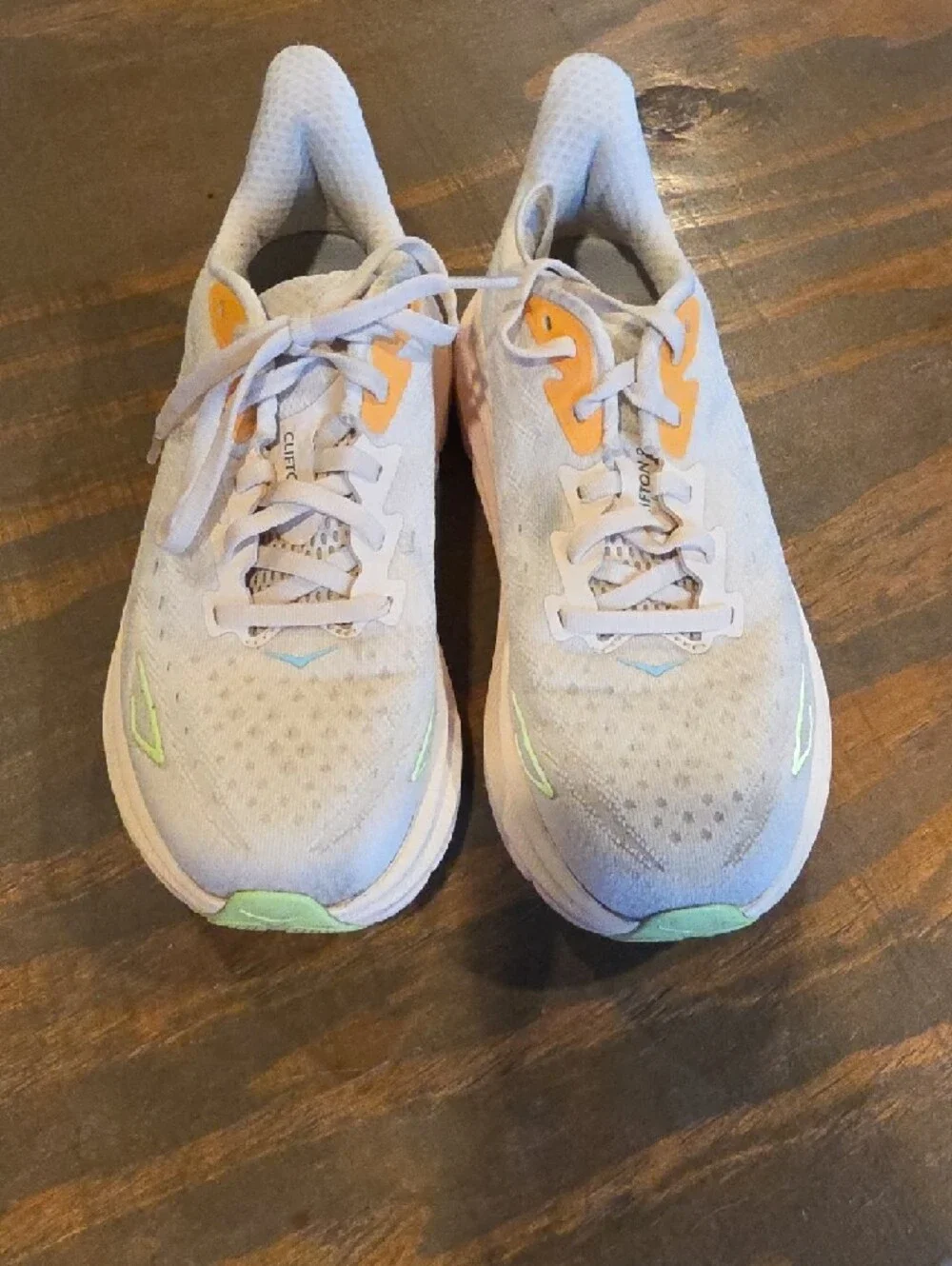 Hoka White Running Sneakers with Pastel Blue, Yellow & Lime Accents - Picture 2 of 10